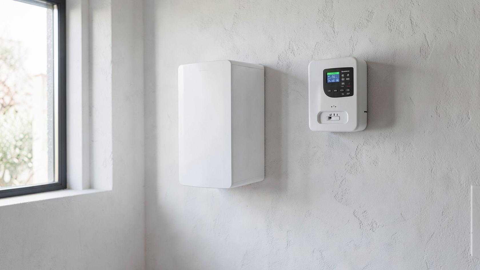 Home battery installed beside a Maltese home with solar panels