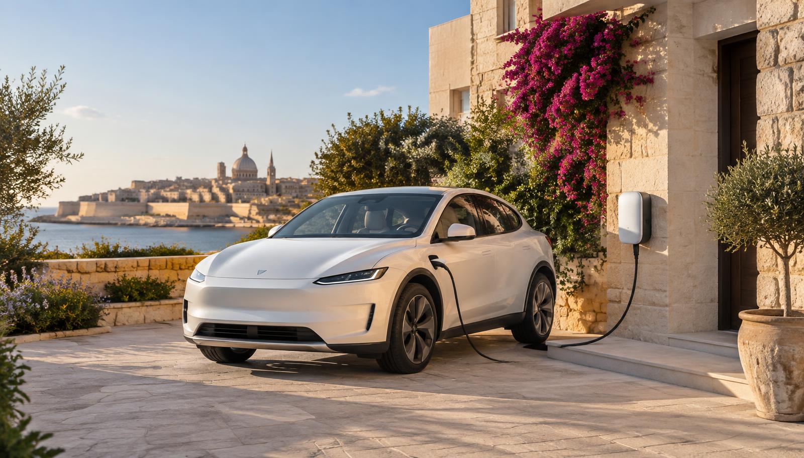 Electric vehicle charging at a Maltese home